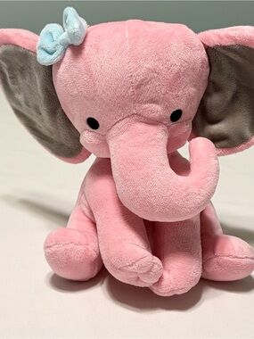 Lambs & Ivy Bedtime Originals “Hazel” the Pink Elephant w/‎ Bow 9” Plush Toy